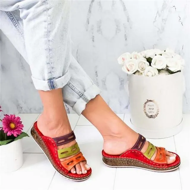 women sandals 3 Color stitching sandals