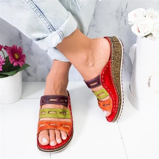 women sandals 3 Color stitching sandals