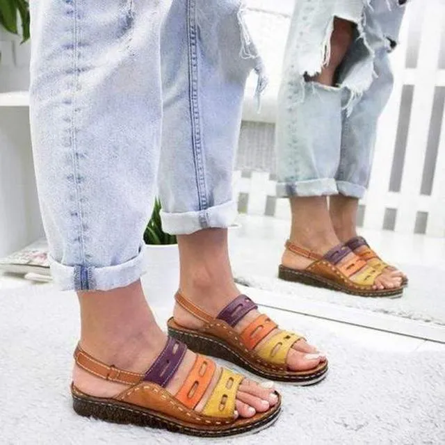 women sandals 3 Color stitching sandals