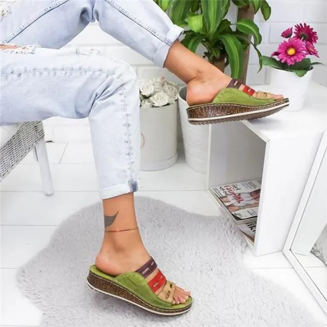 women sandals 3 Color stitching sandals