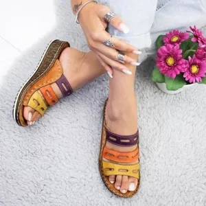 women sandals 3 Color stitching sandals
