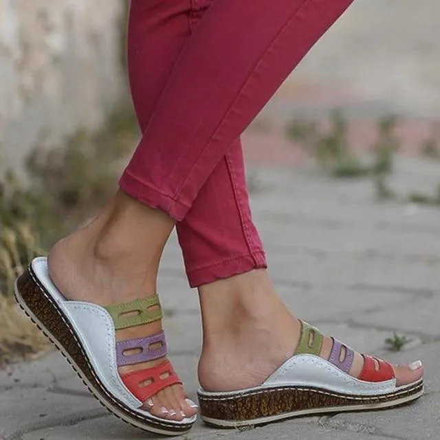 women sandals 3 Color stitching sandals