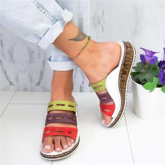 women sandals 3 Color stitching sandals