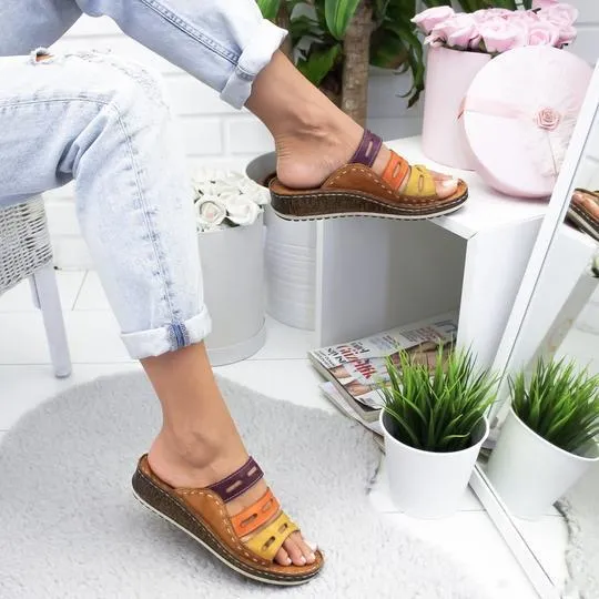women sandals 3 Color stitching sandals