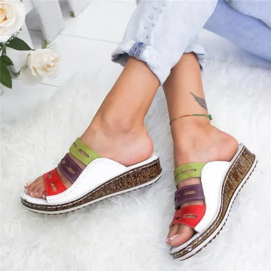 women sandals 3 Color stitching sandals