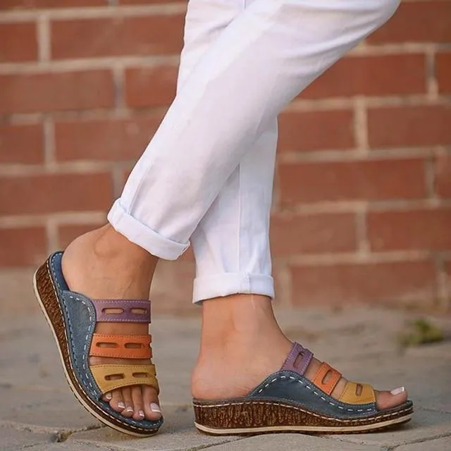 women sandals 3 Color stitching sandals