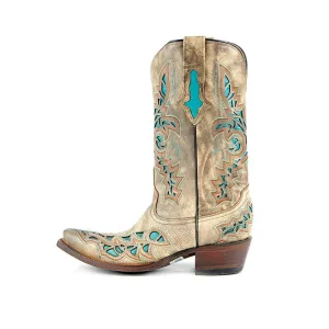 women western cowboy half boots top cow leather handmade embroider patchwork high heels motorcycle corral mid-calf boots