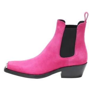 Women Winter Genuine Leather Ankle Boots For Women Metal Toe Cap Elastic Band Booties Mujer 2019 Low Heels Shoes Woman