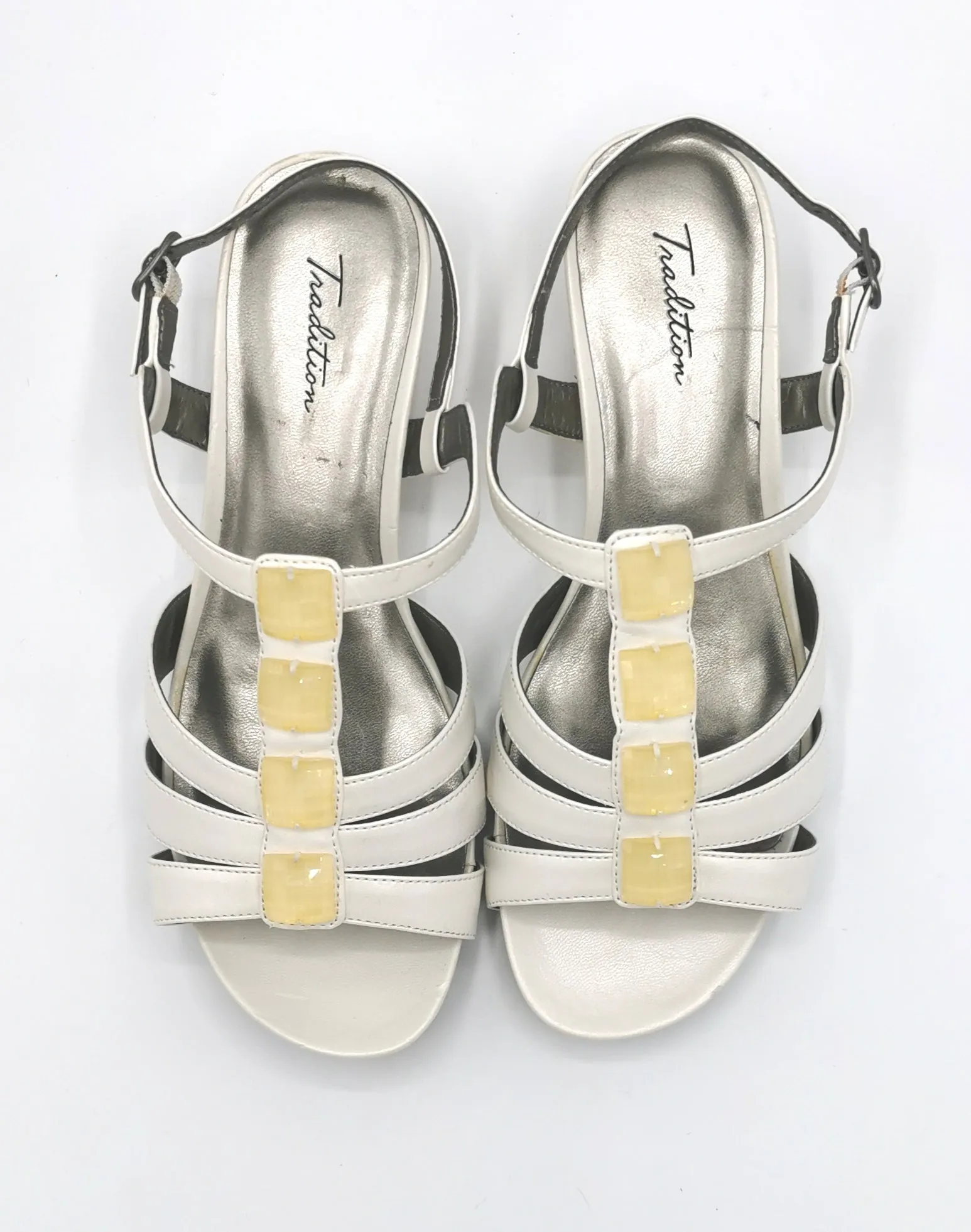 WOMENS SIZE 7M - TRADITION, White Dress Sandals VGUC B25