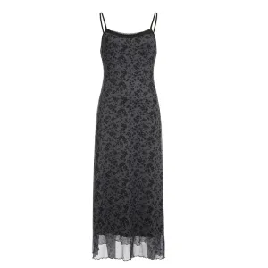 Y2K Spring Summer Long Dress Grunge Fashion Loose Fit Spaghetti Strap Retro Maxi Dress
